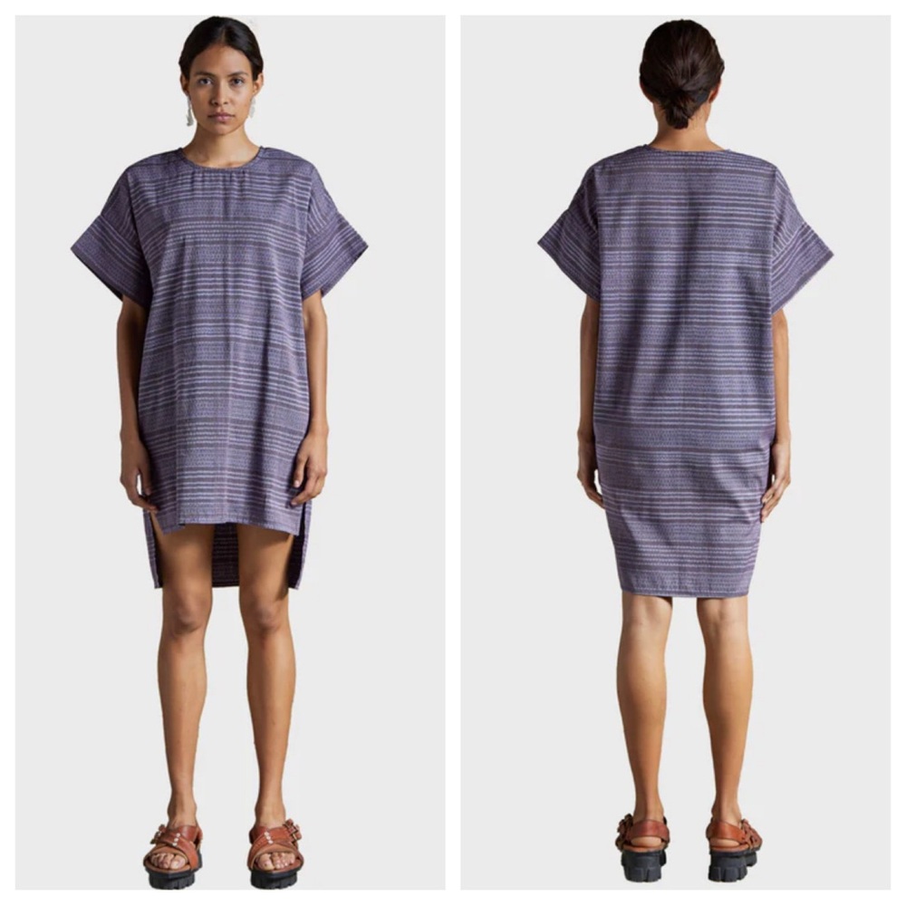 Carla Fernandez Tunic Shawl Poncho Tunica Rebozo Pullover Cover Up Blue Indigo